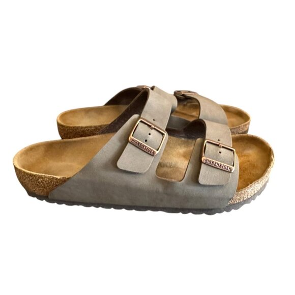 Birkenstock Arizona Birko-Flor Sandals Stone Natural Leather EU 47 Men’s 14 - Picture 1 of 10